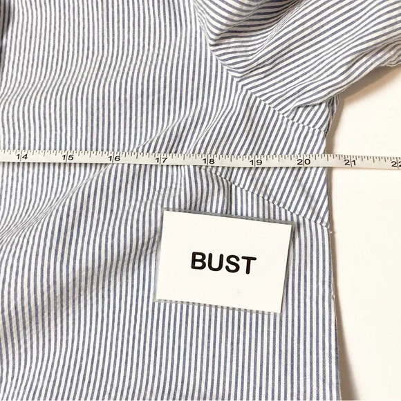 Draper James NWT Seersucker Ruffle Shirt Dress 12 blue white classic shift - Picture 10 of 12